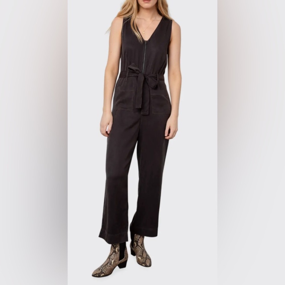 Rails XL Luke Belted Zip-Front Jumpsuit Black